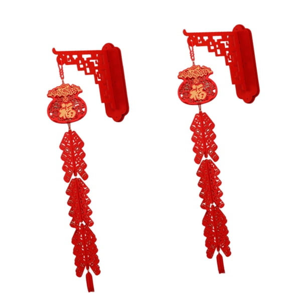 2x Decoraciones de Año Nuevo Chino Colgante Festivo Rojo Tradicional 2026 Caballo Lunar estilo C