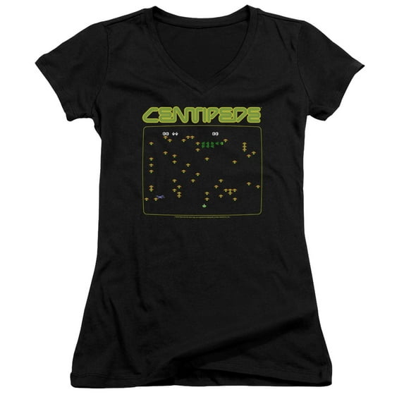 Atari Centipede Screen Junior Women's T-Shirt V-Neck Black