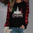 thumbnail image 3 of Tbopshirt Womens Hoodless Sweatshirts,Plus Size Essential Crewneck Sweatshirts Long Sleeve Plaid Christmas Print Splicing Round Neck Pullover T-Shirt Tops, 3 of 8