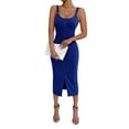 thumbnail image 2 of LilyLLL Womens Cocktail Party Sleeveless Ribbed Knit Split Bodycon Midi Dress, 2 of 4
