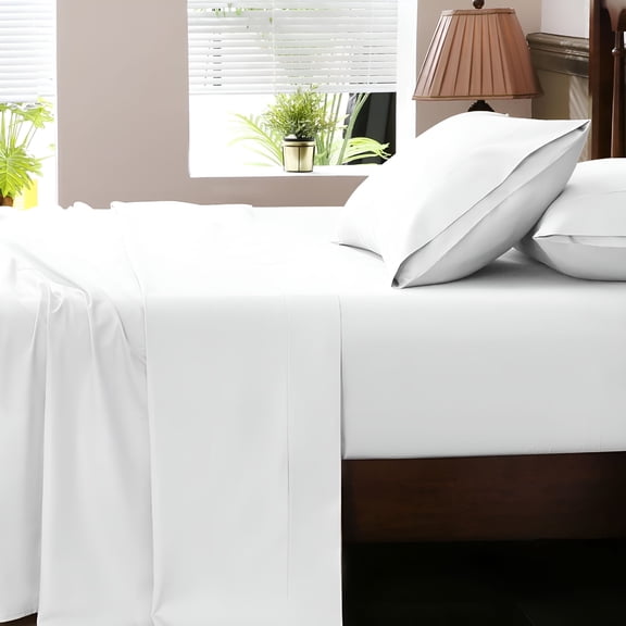 AUQ Extra Deep Pocket Queen Sheets 18-24 Inch Cotton 1000 Thread Count Sateen Weave Soft Breathable 4 Pieces(Queen,White)