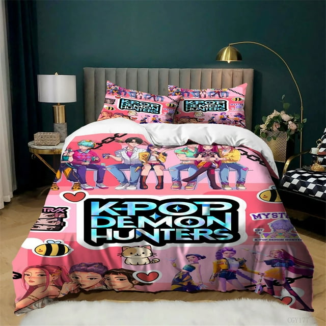 Ensemble de Housse de Couette 3 Pcs Star de Film KPop Literie Douce et Confortable Housse de Couette Graphique Légère avec Taie d'Oreiller