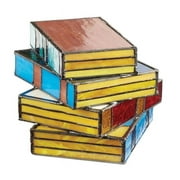 Pkeoh 5.5” Stacked Books Table Lamp with Stained Glass Shade