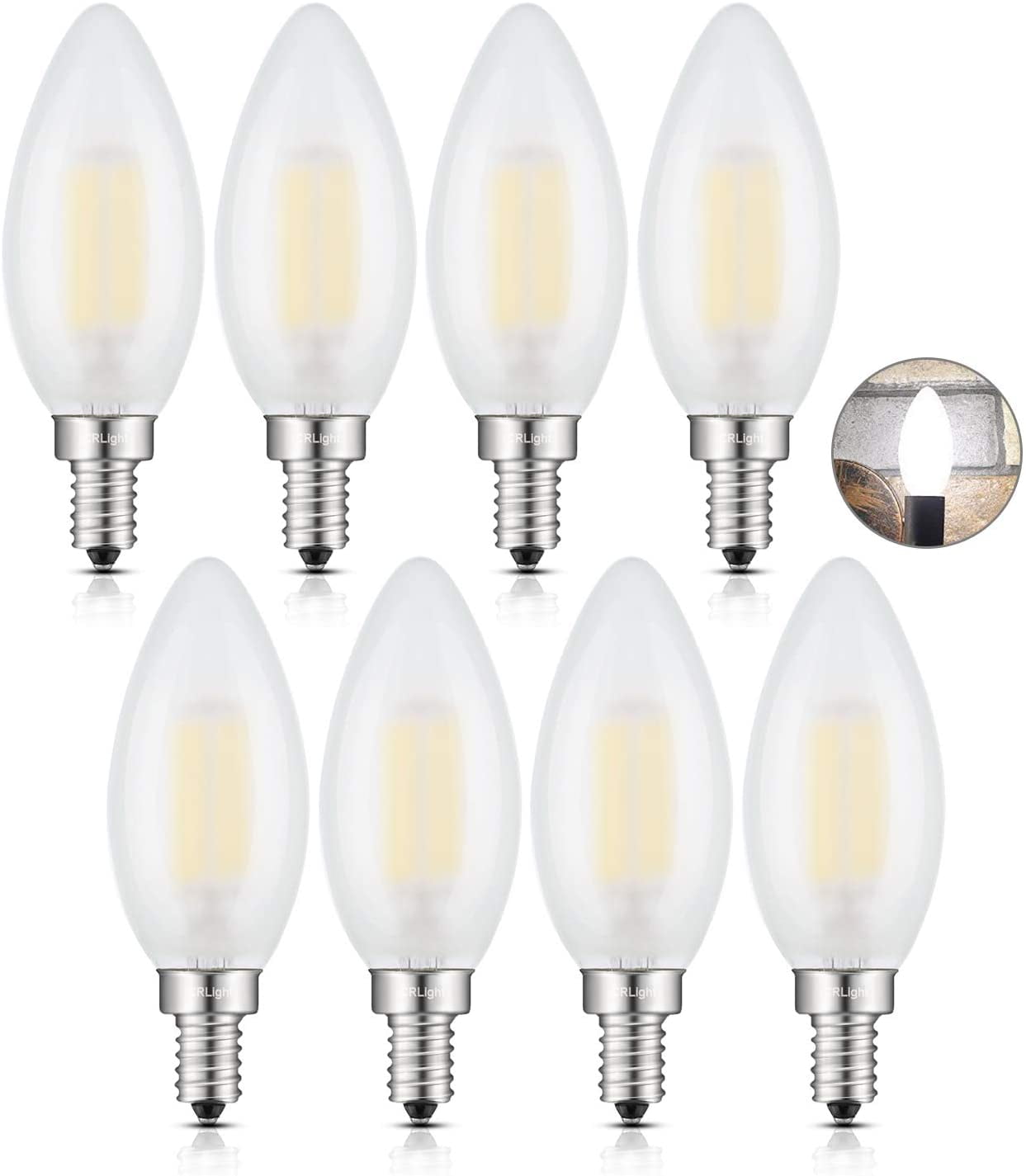 600LM Of 4000K Daylight Dimmable E12 Candelabra LED Bulbs 60W Equivalent 6W 