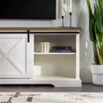 thumbnail image 4 of Modern Farmhouse Sliding X Barn Door TV Stand for TVs up to 80 Inches, 70 Inch, Reclaimed Barnwood and Brushed White My Lux Decor Round, 4 of 6