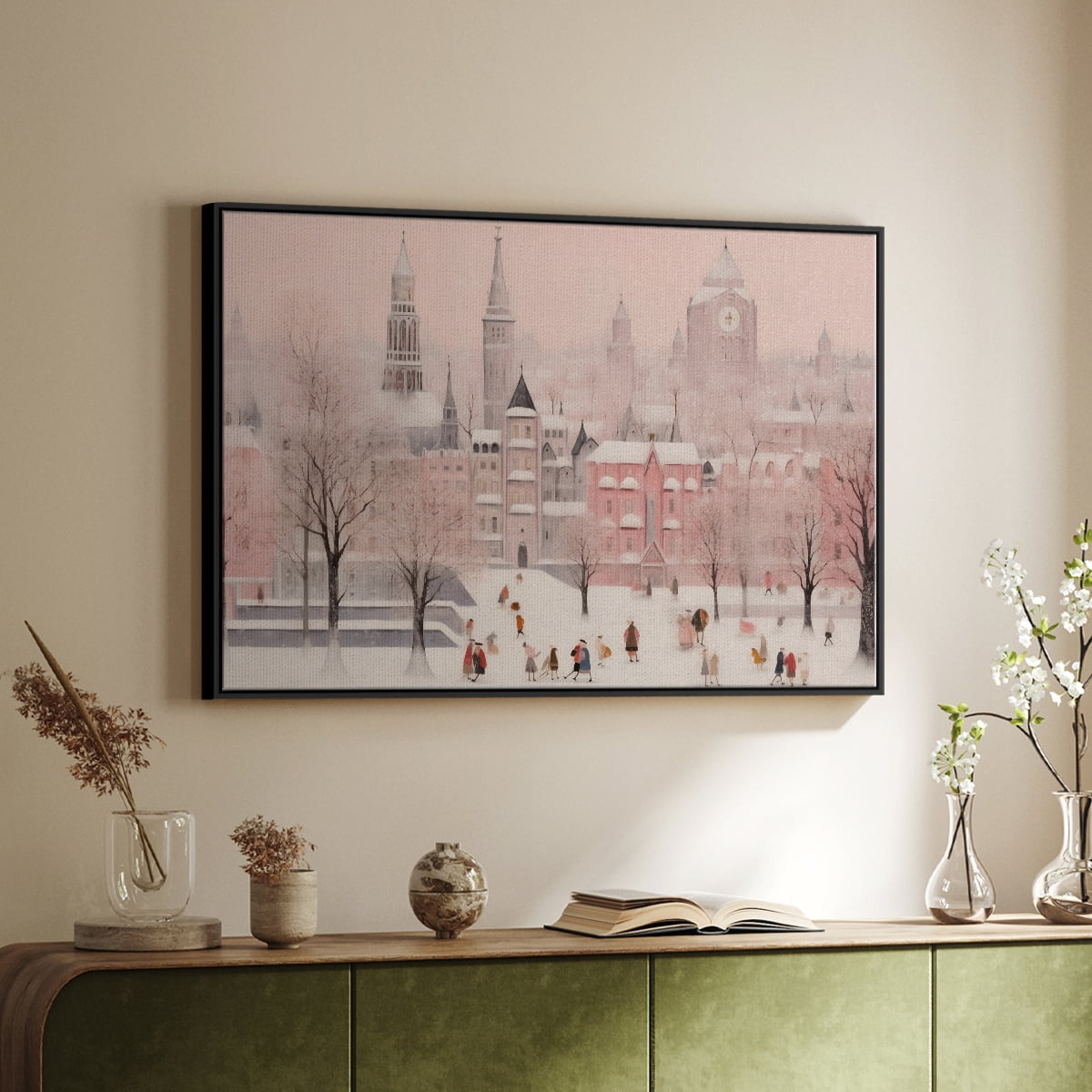 Vintage Landscape-CLXVIII By Wexford Home Framed in Black Wood Gallery Wrapped Canvas 27 in. x 41 in.