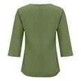 thumbnail image 4 of Summer Cotton Linen Shirts for Women 2025 Casual 3/4 Sleeve Tunic Shirts Spring Vacation Fashion Clothes Green XL, 4 of 9