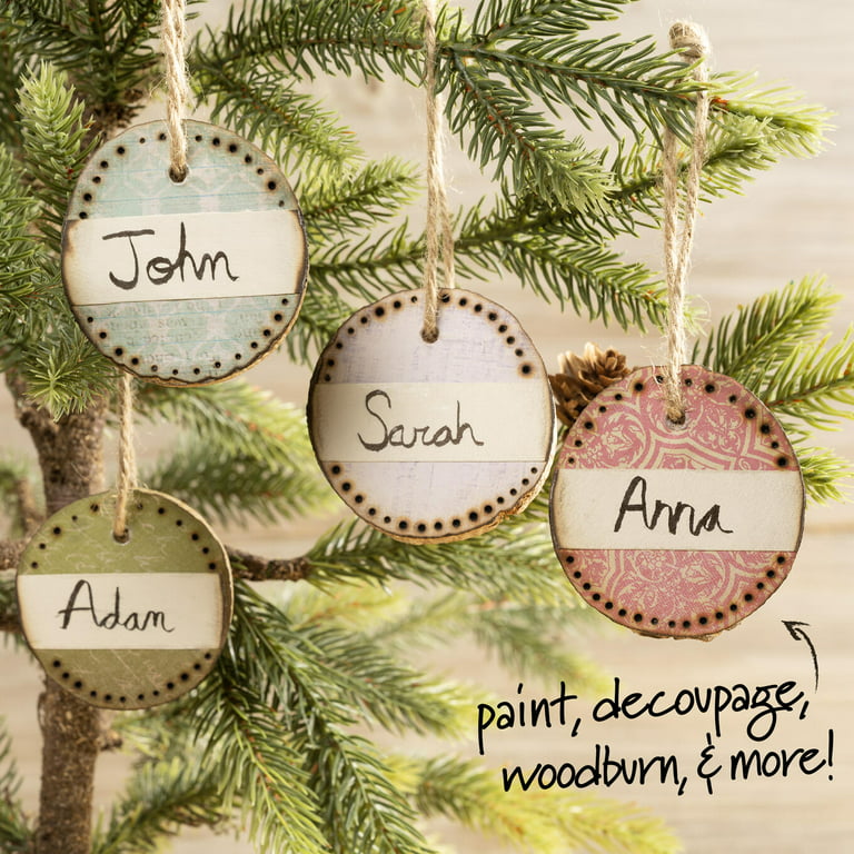 Marbled Wood Slice Ornaments with Plaid Crafts!