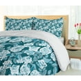 thumbnail image 5 of Ambesonne Floral Duvet Cover Set, Aquatic English Rose Flowers, King, Dark Teal and Multicolor, 5 of 6