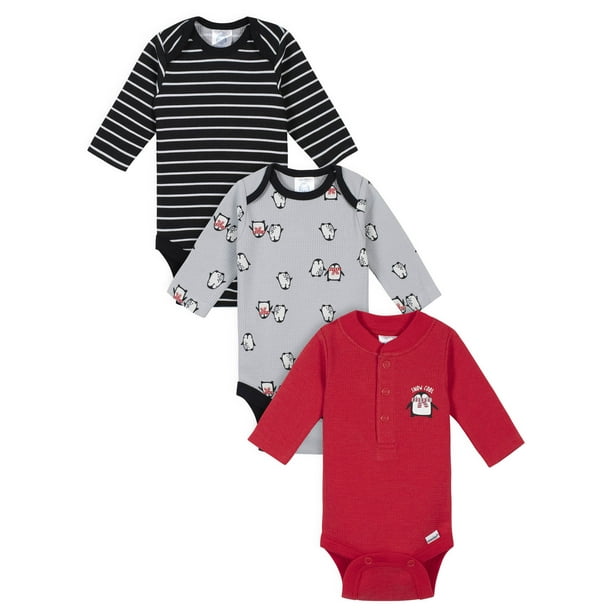 Gerber Gerber Baby Boy Assorted Long Sleeve Thermal Onesies Bodysuits, 3Pack