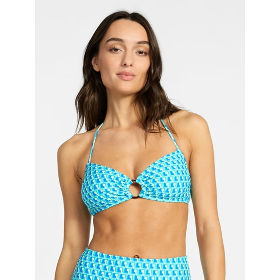 Time and Tru Women's and Women's Plus Abstract Print Bandeau Bikini Top, Sizes XS-3X, Family Swim