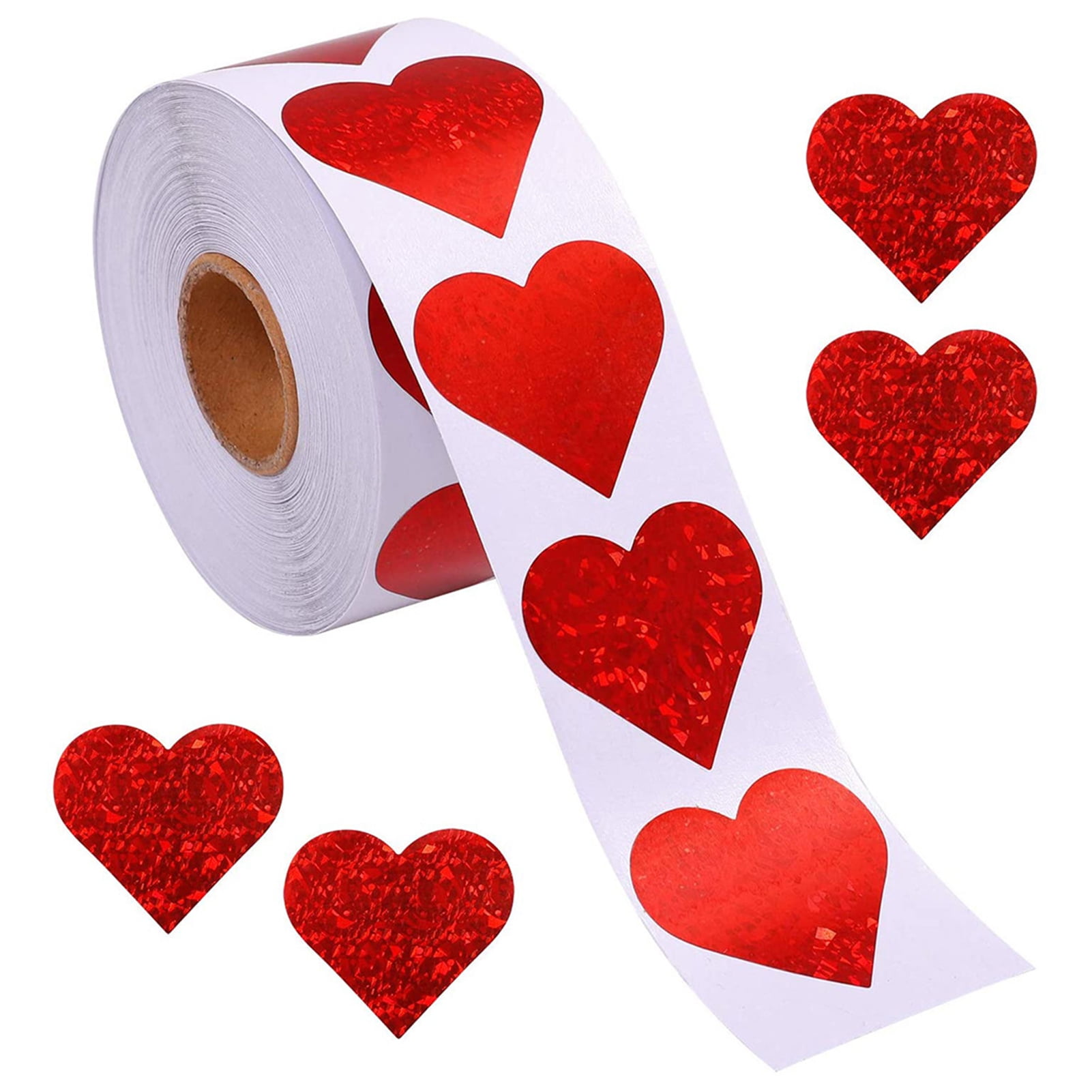 500pcs/roll Heart Shaped Stickers Valentine's Day Party Decor Gift Packing Tags