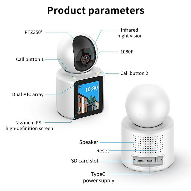Camera,Ips Screen Camera Camera 2-way Video Audio Ir Vision Baby