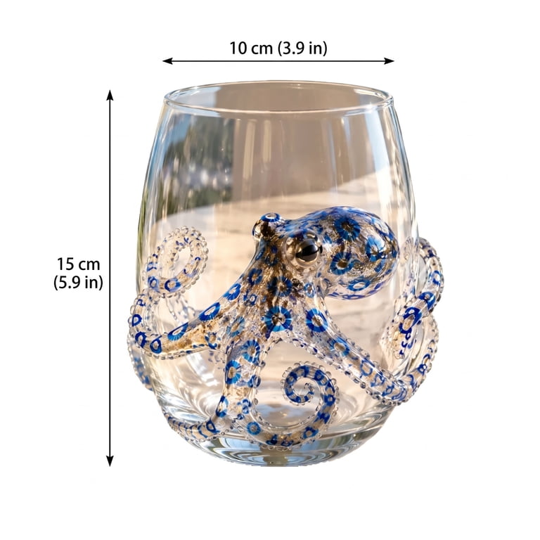 Artisanal Blue Ringed Octopus Glassware, Novelty Drinking Glass, 12 Oz  Borosilicate Tumbler, Coastal Home Bar Accessories, Unique Ocean Lover  Gift(1pcs) - Walmart.com