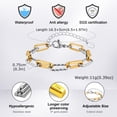 thumbnail image 6 of Women Two Tone Paperclip Chain Bracelet, 18K Gold Plated Stainless Steel Adjustable Chain Bracelet, Chunky Stackable Layered Decoration Jewelry Commemorative with You Accessories Trendy Best for Gift, 6 of 6