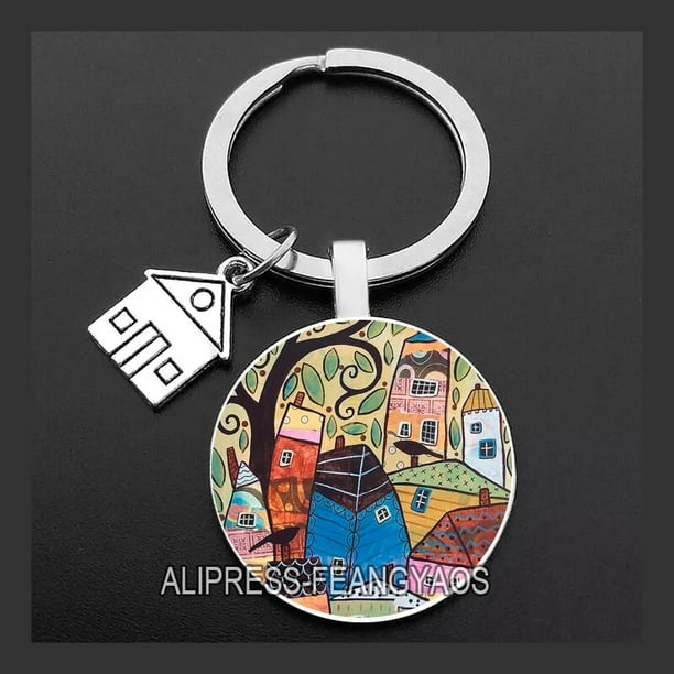 Llaveros de Casa Hermosa, llaveros coloridos de campo, llaveros de cabina, llavero de monedero encantador, regalo para casa nueva