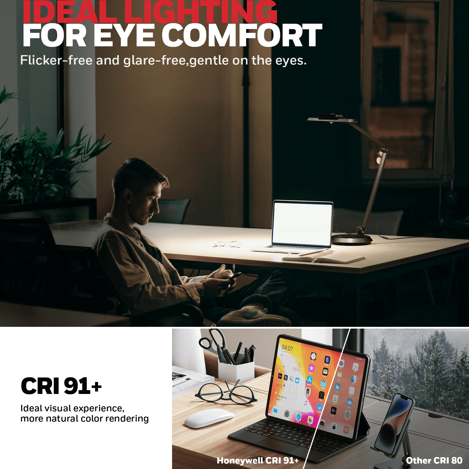 LED Desk Lamp Home Office - H9 Eye Caring Desk Light, 18W 1000LM Table Lamp Dimmable with Motion Sensor, 3 Color Modes, Auto-Off Timer, Adjustable Study Reading Lamp for Desk