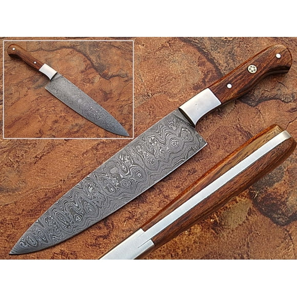 Custom Handmade Damascus Steel Chef Knife Wood Handle