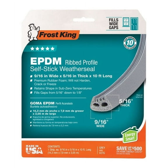 2 PC Frost King Gray EPDM Rubber Foam Weather Seal For Doors and Windows 10 ft. L X 0.32 in.