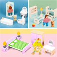 thumbnail image 3 of Juego de muebles de madera para casas de muñecas HAPGFS, 36 piezas con 4 muñecas, 3 of 7