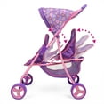 thumbnail image 4 of Peppa Pig: Doll Twin Stroller - Purple, Pink, Flowers - Seats 2 Dolls Up To 18", Foldable Design, Retractable Canopy, Adjustable Seats, Kid Toy Age 3+, 4 of 5