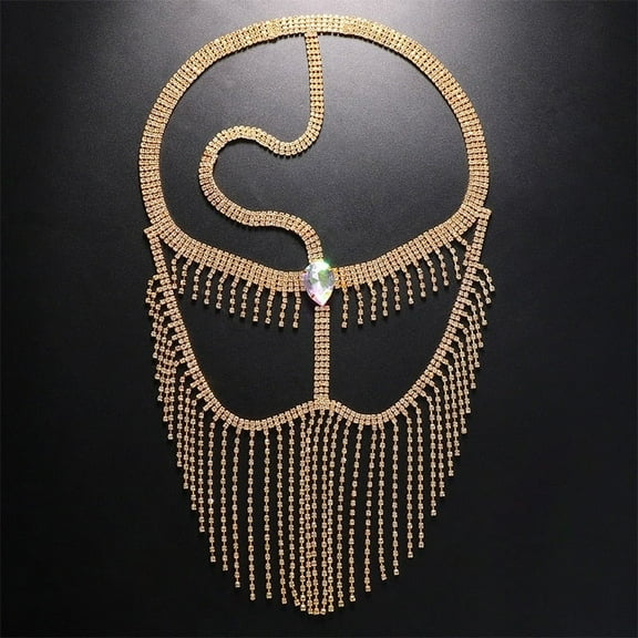 Crystal Tassel Face Mask Face Chain Rhinestones Costume Holloween Mask For Women Veil Masquerade Party Face Jewelry