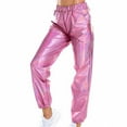 thumbnail image 6 of GERsome Womens Metallic Shiny Jogger Pants, Casual High Waisted Harem Pant Holographic Color Hip Hop Trousers Streetwear, 6 of 9