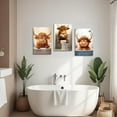 thumbnail image 3 of Hieng 3 Pieces Highland Cow Bathroom Wall Art Cute Cattle Baby in Bathtub Pictures Funny Calf Reading on Toilet Canvas Prints Farm Animal Paintings Decor Unframed, 3 of 6