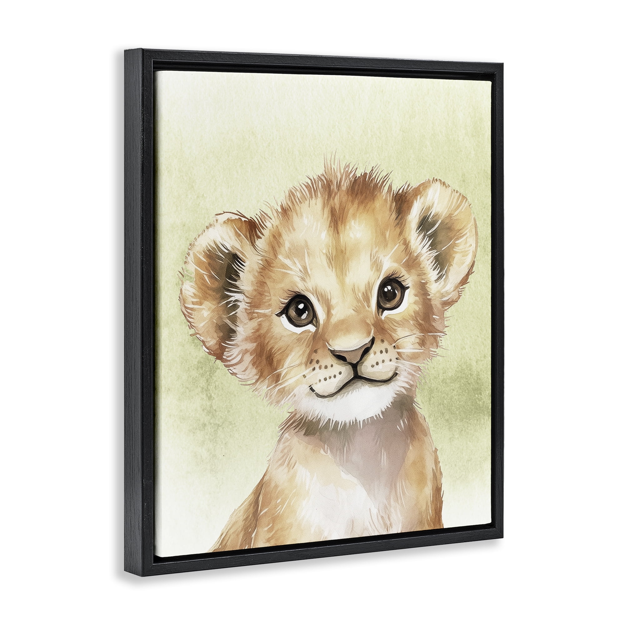 Stupell Industries Jungle Friends Baby Lion Black Framed Floater Canvas Wall Art, design by Christine Simpson Art