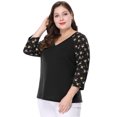 thumbnail image 3 of BluEstampado Floral Raglán De Man3/4 Cuello V TalGrande PaMujer Negro 5XL, 3 of 6
