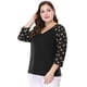 thumbnail image 3 of BluEstampado Floral Raglán De Man3/4 Cuello V TalGrande PaMujer Negro 5XL, 3 of 6