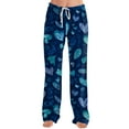 thumbnail image 5 of Valentine Sleep Pants for Women Heart Print Pajama Pants Soft Wide Leg Lounge Wear Comfortable Pajama Bottoms with Drawstring Royal Blue L, 5 of 8
