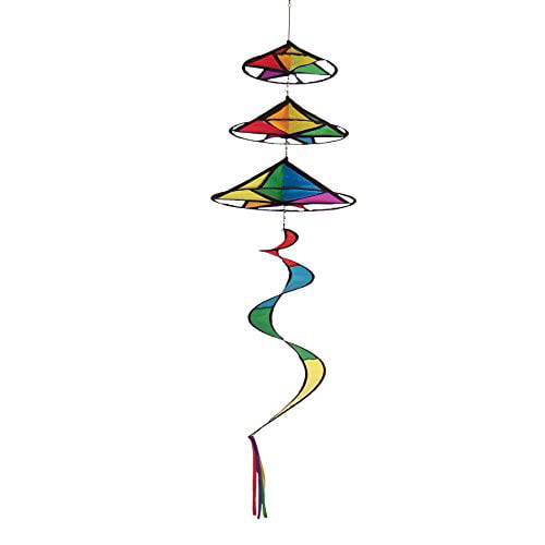 Medium In the Breeze 5045 Rainbow Curlie Duet Mesmerizing Double Twister Hanging Outdoor Decoration