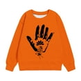 thumbnail image 4 of lkfuzj Unisex Kids Casual Orange Crewneck Long Sleeve Sweatshirt Girls Boys Loose Fashion Tops for 1-12 Years Orange, 4 of 4