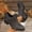 Black, variant on Women's Casual Ankle Boots,Hollow Out Back,Lace-Up Mid Heel,Soft Faux Upper,Breathable Cutouts,Stacked Block Heel,Rubber Sole,Vintage Western Style,Comfortable Fit for Concerts Parties Use Khaki F