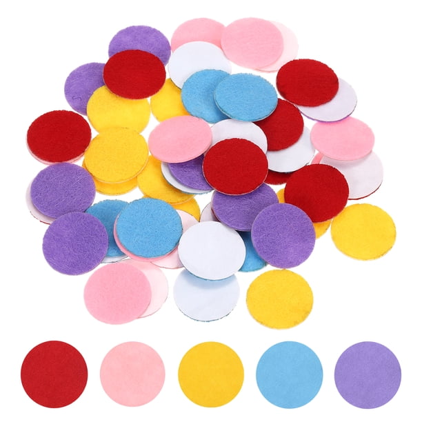 100 Pcs Círculos de Fieltro Adhesivos, Almohadillas Redondas de Fieltro No Tejido de 3/4", Rojo, Rosa, Amarillo, Azul Cielo, Púrpura