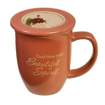 Mug-Grace Outpoured-God Bless Your/Spirit-Pink/Brown Interior W/Coaster/Lid