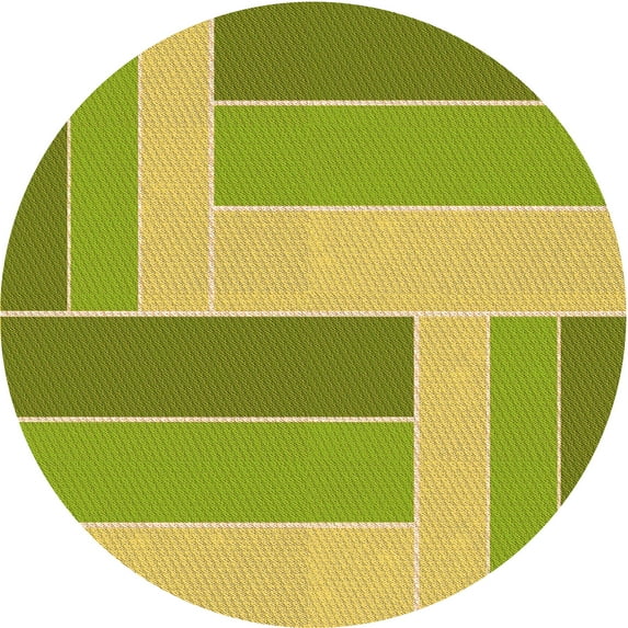 Ahgly Company Machine Washable Indoor Square Transitional Dark Yellow Green Area Rugs, 3' Square