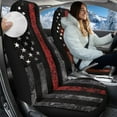 thumbnail image 2 of Uorisanigo Car Seat Cover, 2-Piece Front Seat Covers Coral Velvet Fabric, Universal Seats Cushions, Soft Automotive Seats Covers for Trucks SUV - American Honoring Firefighter Flag, 2 of 7