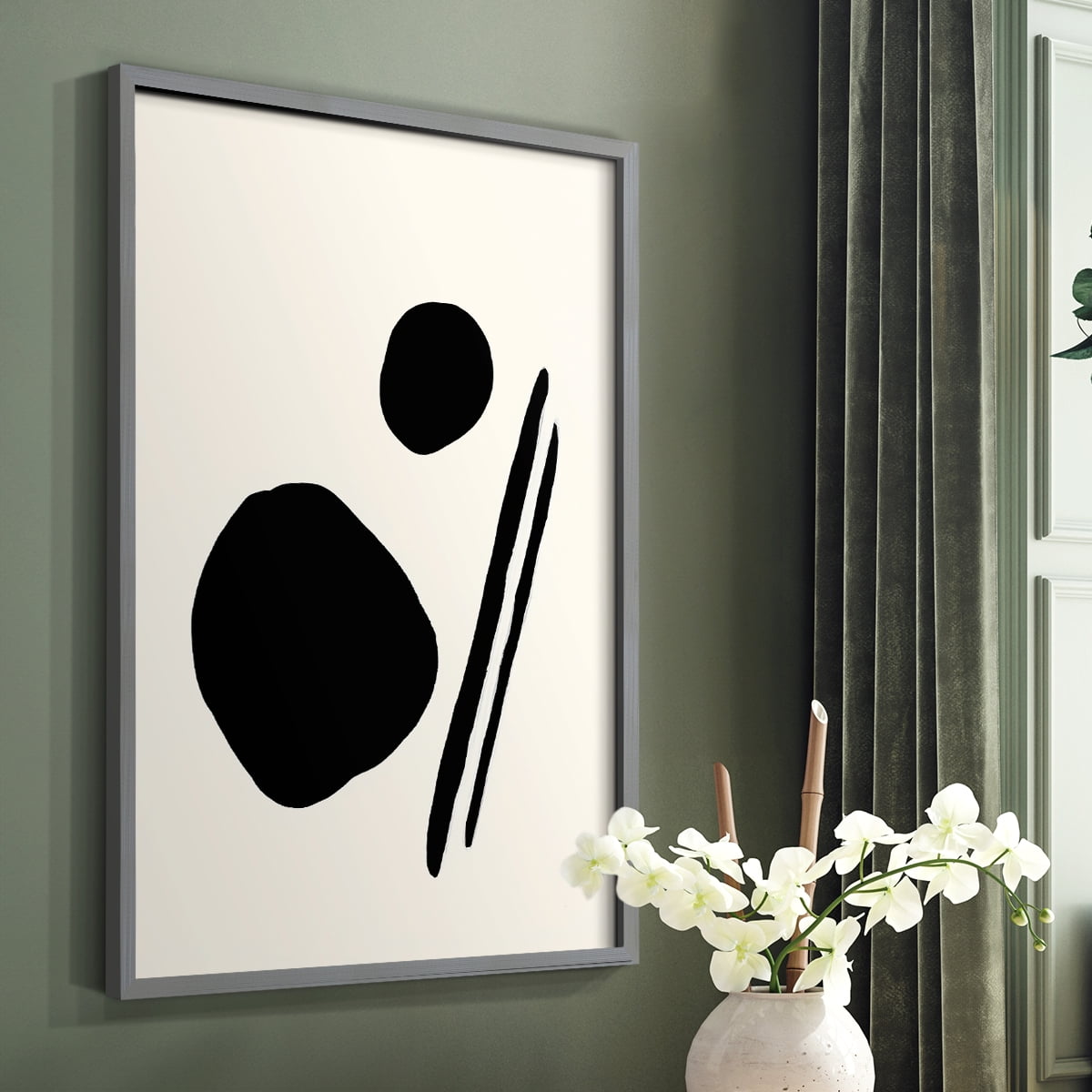 Sticks & Stones III V30 Framed Print in Gray Solid Wood Framed Print No Nail Hanging
