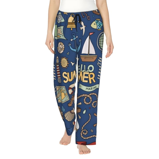 Balery Marine Nautical Pantalones de pijama para mujer, pijamas ultraligeros, pantalones de estar por casa-XX-Large