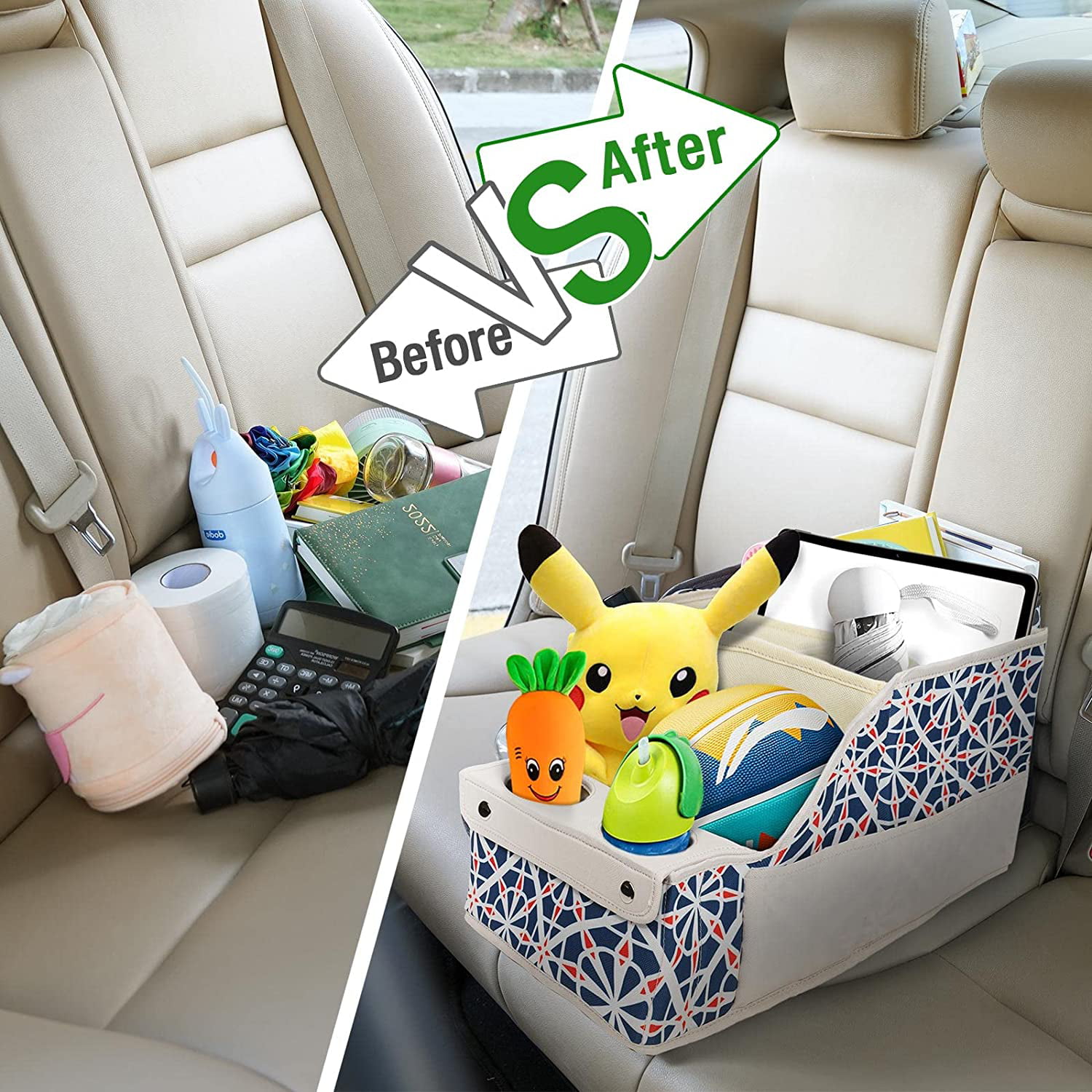 MULISOFT Car Organizers and Storage for Seat, Backseat Car Organizer with  11 Storages Compartments and Cup Holders, Auto Trunk Storage Organizer  Bin with Pockets for Kids