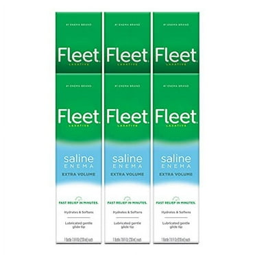 Fleet Laxative Saline Enema Extra Volume Lubricated Gentle Glide Tip, 7.8 oz 6 Pack