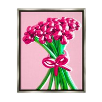 Stupell Industries Balloon Flower Bouquet Abstract Painting Gray Floater Framed Art Print Wall Art, 25 x 31