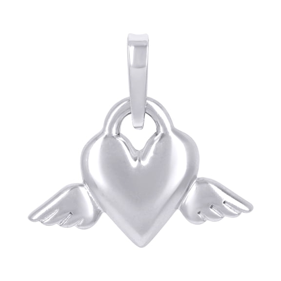 925 Sterling Silver Womens Flying Heart Charm Pendant for Women