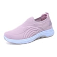 thumbnail image 4 of longantii Women's Orthopedic Slip-On Sneakers: Breathable Mesh Knitted Walking Shoes with Arch Support, Non-Slip Sole Wide Width for Comfort Pink, 4 of 6