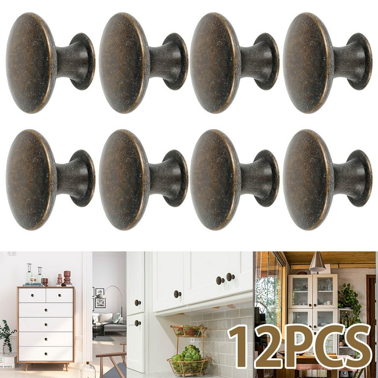 HOTBEST 12pcs Antique Drawer Closet Knobs Bronze Round Single Hole Kitchen  Cabinet Pull Handle Knobs Home Decor 