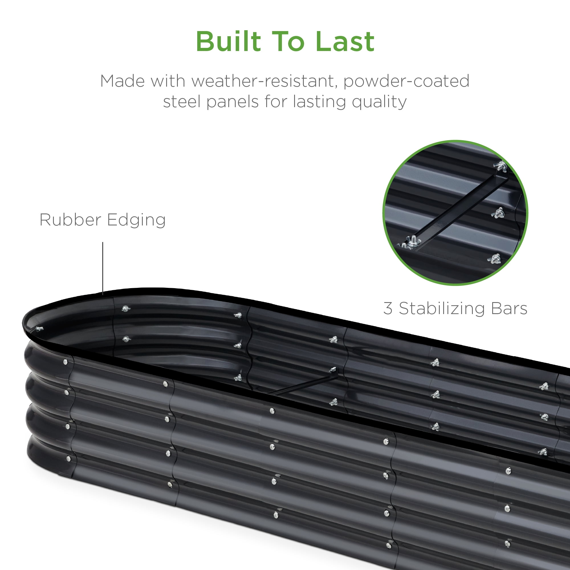Best Choice Products 8x2x1ft Outdoor Metal Raised Oval Garden Bed, Planter Box for Vegetables, Flowers - Charcoal