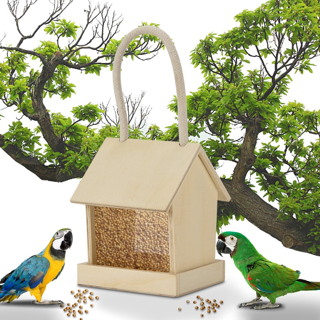 Darzheoy Bird Feeders for Outdoors Hanging, Wooden Bird Feeder Bird House Feeder, Window Bird Feeders for Viewing, Wild Bird Feeders for Garden Yard Decoration (A)