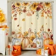 thumbnail image 4 of Retro Thanksgiving Pumpkin Shower Curtain for Bathroom, Eucalyptus Leaves on Yellow Waterproof Shower Curtains Washable Quick Dry with Hooks Bathtub Curtains 36x72 IN, 4 of 6